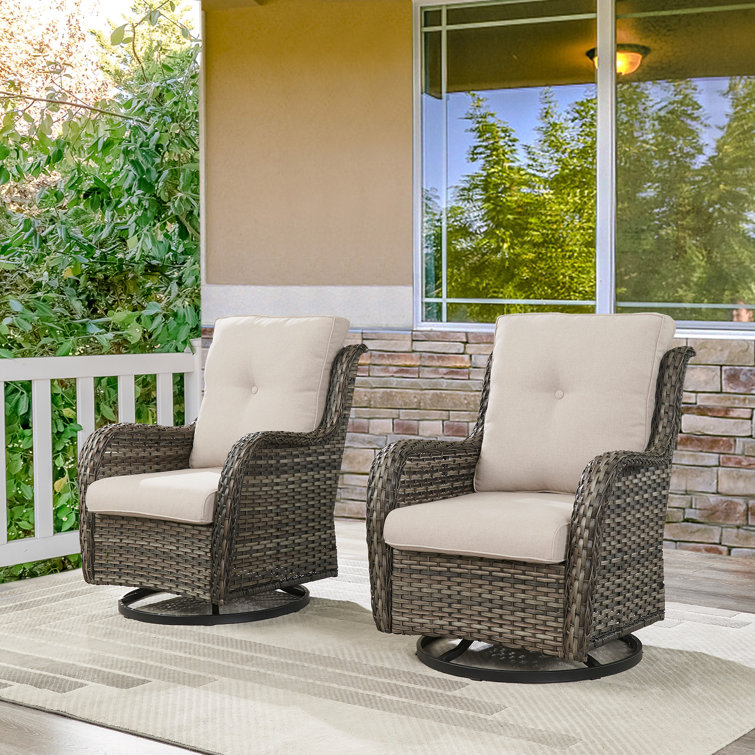 Jeanel Wicker Rattan Swivel Rocking Outdoor Club Chair Patio Lounge Chairs Set of 2